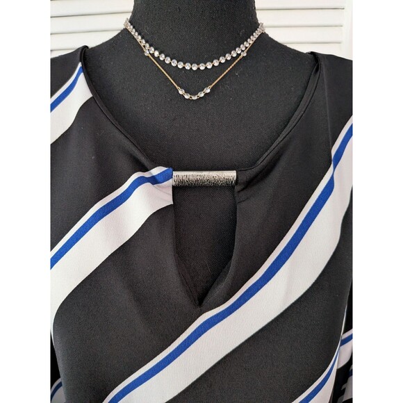 WHBM Tunic Top Womens L Stretch Long Blouse/Mini Dress Multicolor Stripe Classic - Picture 2 of 11